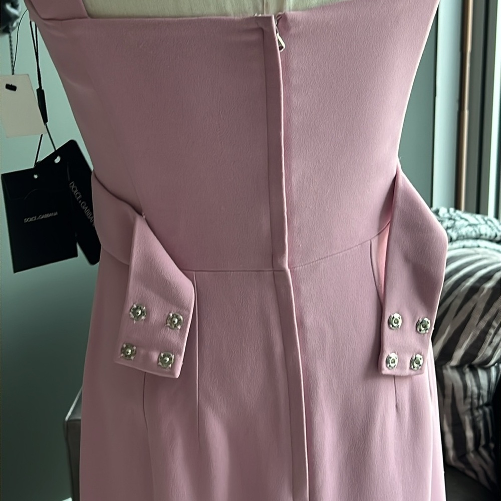 Classic Feminine Audrey Monica Pink Square-Neck A-Line Dress Dolce & Gabbana - Picture 12 of 12